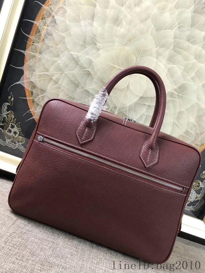 愛馬仕HERMES H家 郵差包 男女插袋款 超大容量 進口原廠皮 棗紅色 可手提斜挎 出差必備單品  tdher1360